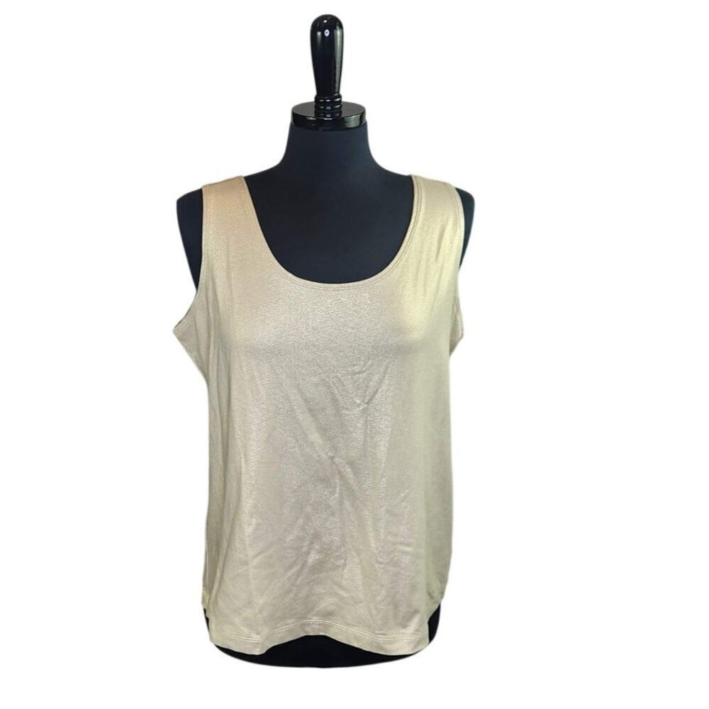 Chico's Metallic Tank Top Muted Gold Sparkle Fairy Evening Capsule